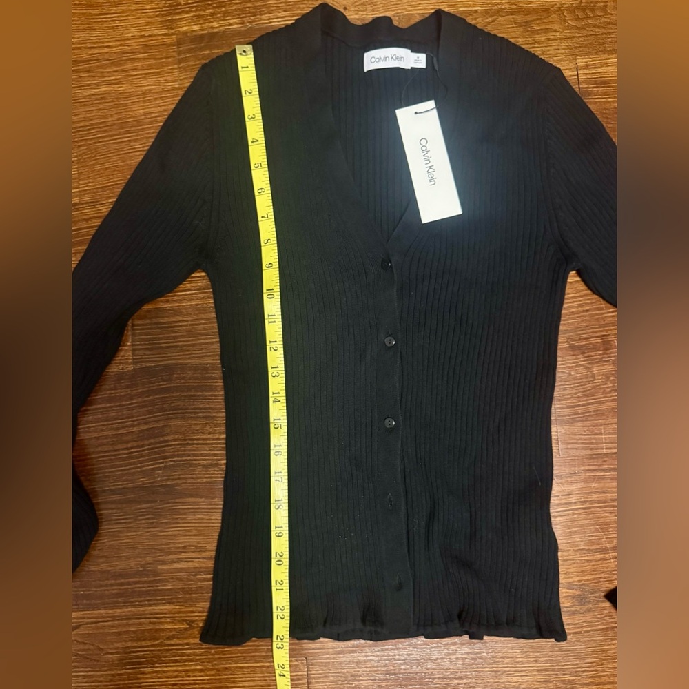 NWT Calvin Klein Women's Black Cardigan Sweater - Picture 3 of 5